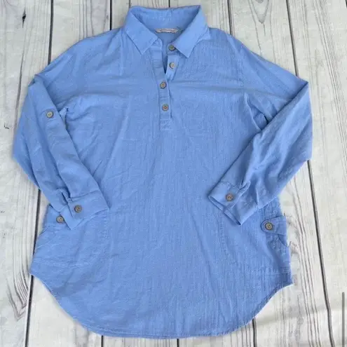 Soft Surroundings Top Women’s Small Oversized Tunic Coastal Beach Lagenlook Blue