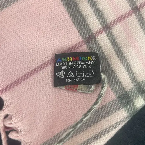 Cashmink V Fraas West Germany Scarf Pink Blk White 52" L 11.5" W Soft RN66349