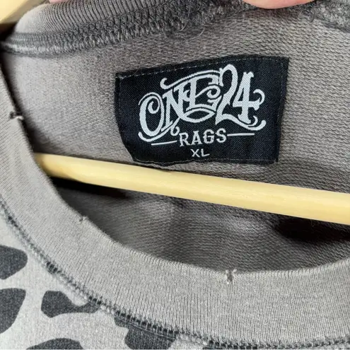 Gray Leopard Print Sweatshirt with Pink 'Babe' Design Size XL