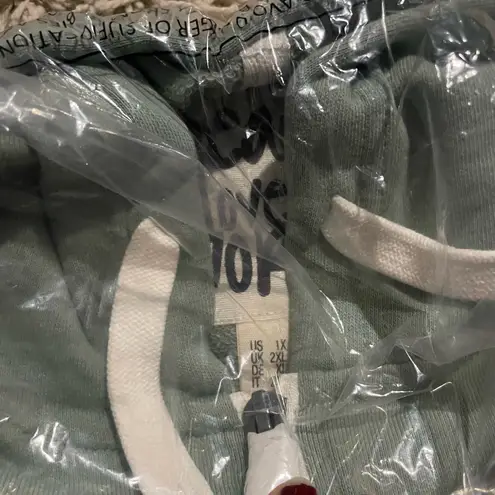 Peace Love World Love Life French Terry Hoodie NWT A399273 Aqua Verde Size 1X