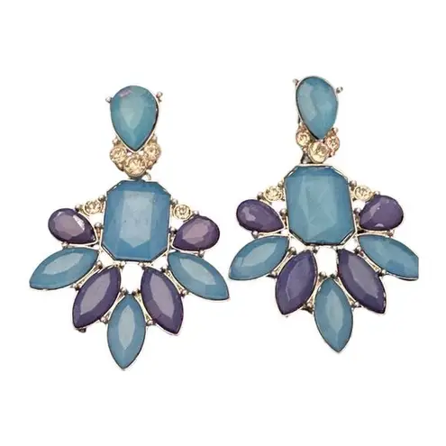 Y2K Vintage Jeweled Earrings In Blue
