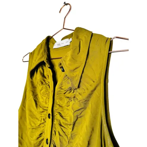 PROENZA SCHOULER WHITE LABEL Army Green Sleeveless Collared Button Front Top XL