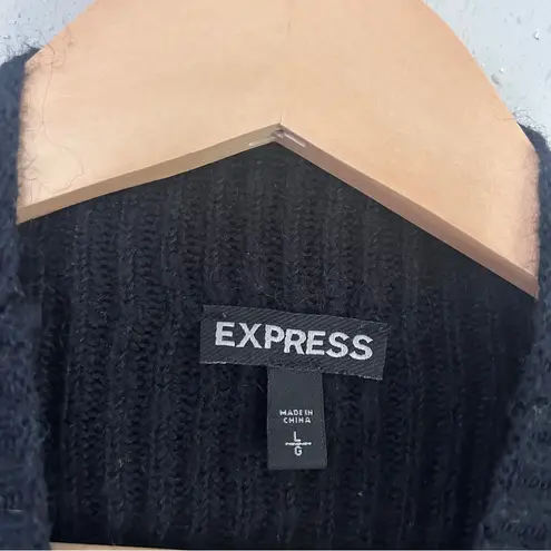 EXPRESS  Black Mockneck Sweater Ribbed Neutral Casual Fall Wool Blend Large