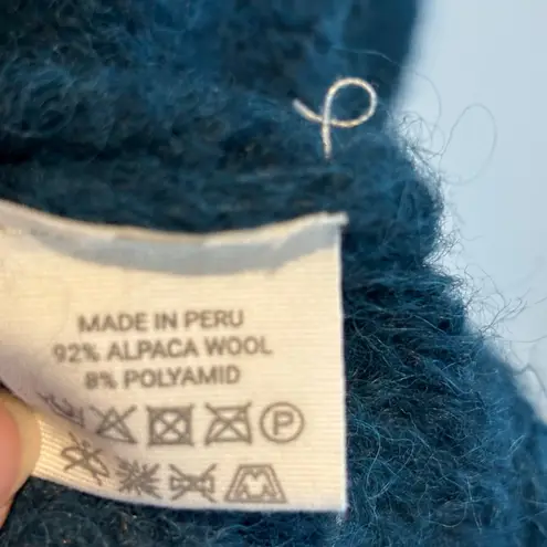 Michele & Hoven Deep Turquoise Alpaca Open Knit Sweater Blue Size L