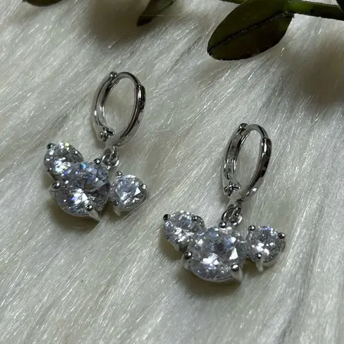 Dazzling Mickey shape Silver Crystal Drop Earrings