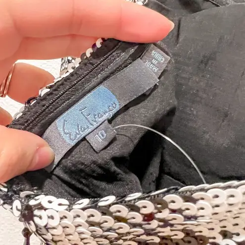 NWT Anthropologie Eva Franco Sequined Plaid Bow Strapless Mini Dress US 10 Black