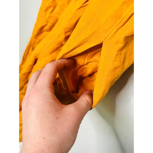 PETER SOM Marigold Yellow Linen Blend Square Neck Cross Back Jumpsuit Size 0