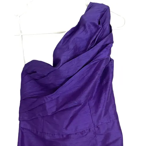 Vintage 1980s Watters Watters Formal Dress Women Size 6 Silk Purple One Shoulder