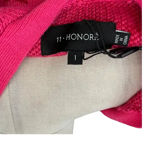 11 Honoré 11 Honore Angie Cardigan Sweater 11h Monogram Print Pink Plus Size 1 14-16