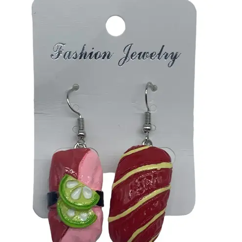 Unbranded NEW red,pink and white sushi earrings Pink