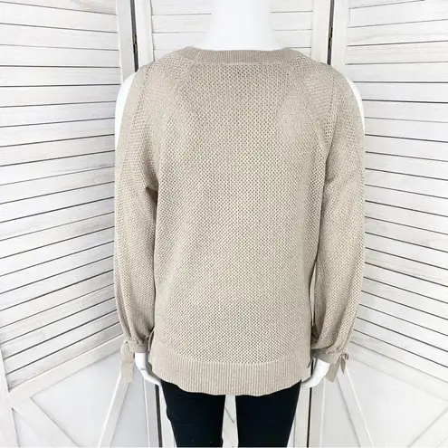 INC International Concepts Metallic Split Sleeve Pullover Sweater Tan Small - Image 6