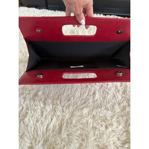 Red oversized Clutch Bag Top Handle Magnetic Closure