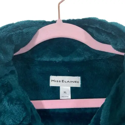 MISS ELAINE NWT $90 plush zip front cozy long robe dress XL Green