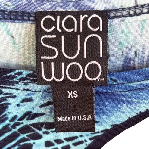 EUC Clara Sun Woo Blue Palm Print Top Size XS