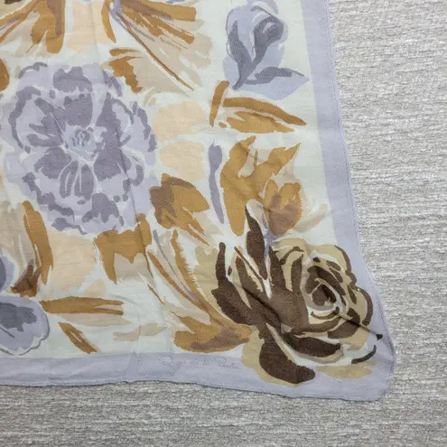 Oscar de la Renta VTG Floral Rayon Scarf Brown Square Accessory Street Japan