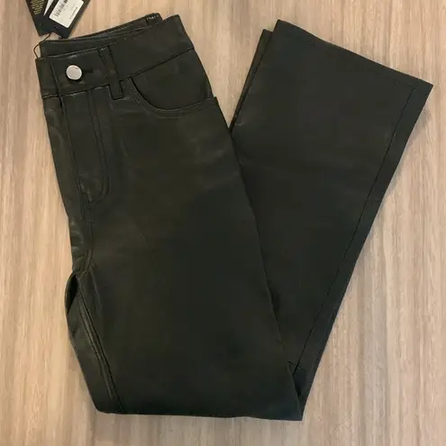 Maje Womens Perry Leather Straight Leg Flared Crop Pants US 0 Black FR 34 -Flaw-