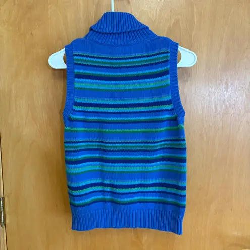 Lauren Ralph Lauren Knit Sleeveless Sweater Vest Top Striped Blue Green