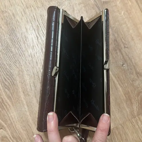 Brahmin BUXTON | Brown Crocodile Embossed Wristlet