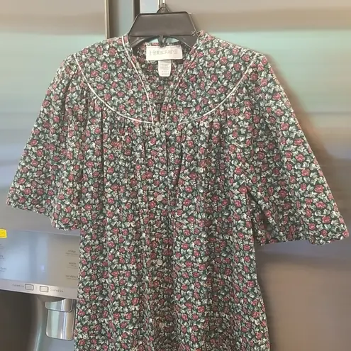 Vintage 80's HerbCraft II House Coat Duster Cottagecore Prairie Floral Medium