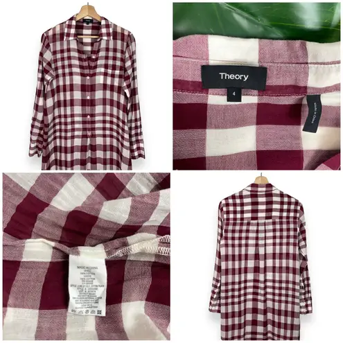 Theory Jinniefield Wrap-Effect Plaid Cotton Maxi Dress