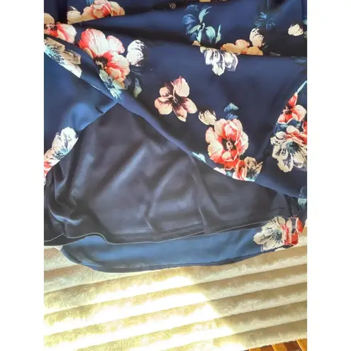 Peach Love Floral V-Neck Tunic Top Spring Easter Summer Large