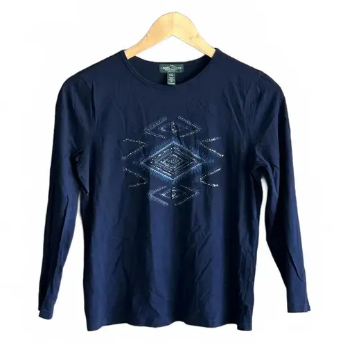 Lauren Jeans Co. Ralph Lauren Women's Navy Blue Long Sleeve Top Size PM