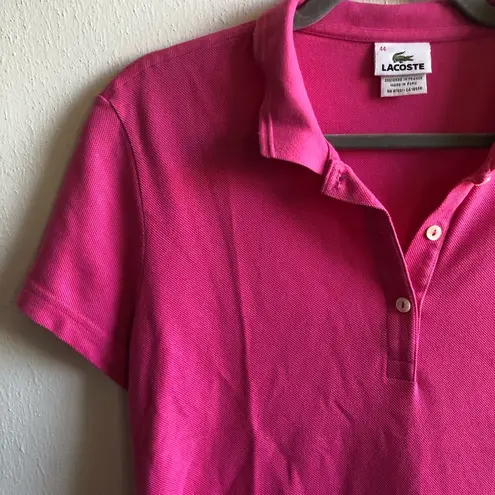 Lacoste  Polo Regular Fit Soft Cotton Petit Piqué Polo Hot Pink Sz 44 (L) EUC