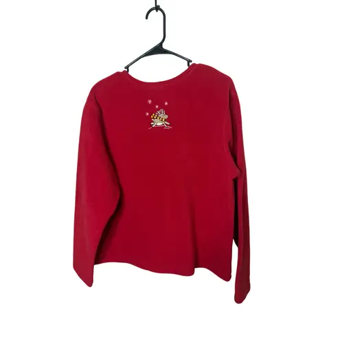 C&B Sport by Croft & Barrow Womens Red Reindeer Sleigh Fleece Cardigan Sweater M Size M