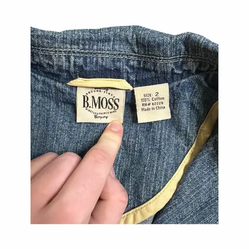 B. Moss Women's Size 2 Denim Jean Jacket Blazer Style Blue Cotton Button Up