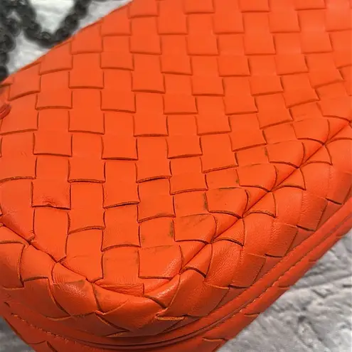 Bottega Veneta Expandable Chain Crossbody Bag Intrecciato Nappa Small Orange