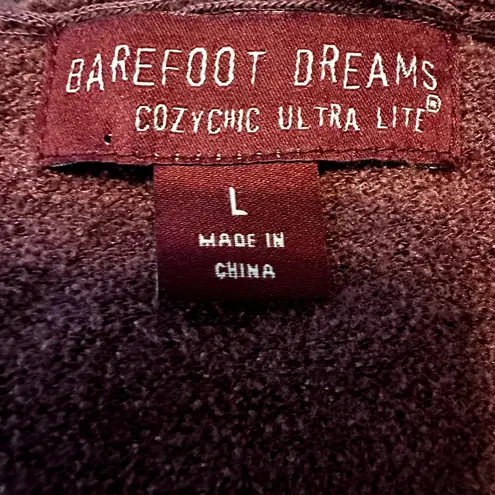 Barefoot Dreams CozyChic Lite Cardigan Relaxed Hooded Pockets Maroon L