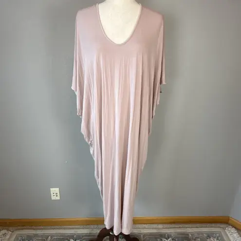 Barefoot Dreams Luxe Milk Jersey Womens Caftan Dress OS One Size Faded Rose Pink