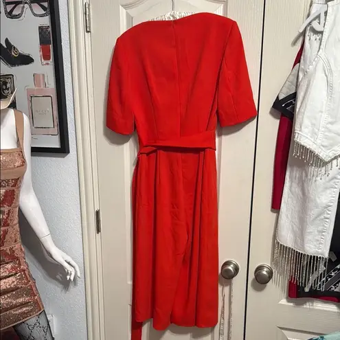 Adolfo Dominguez Red Short Sleeve V-Neck Cropped Jumpsuit