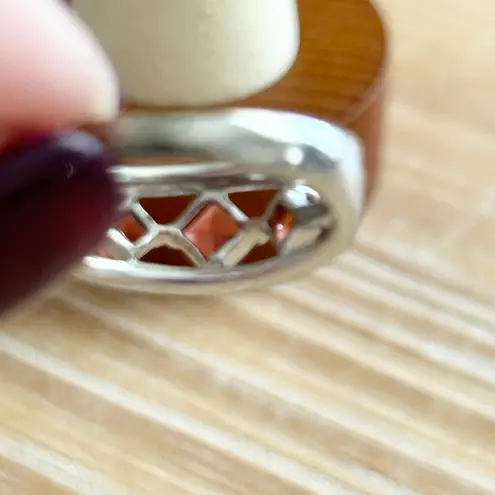 Vintage Ross Simons Sterling Silver 925 Ring Red Square Cut Garnet Stones Size 7