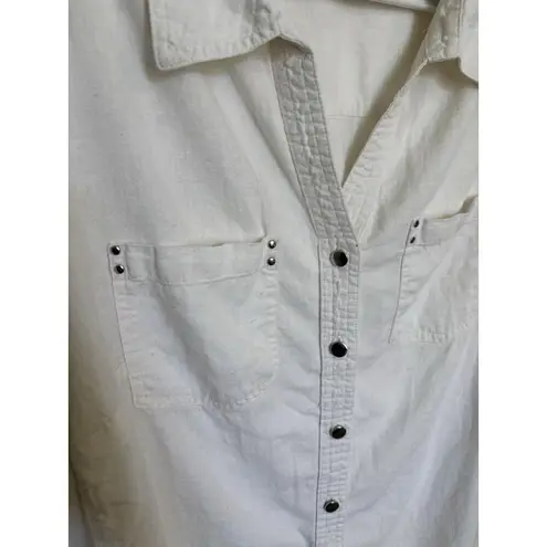 C.D. Daniels Linen Blend White 3/4 Sleeve Top Size 1X Beachy Cover Up Vacation