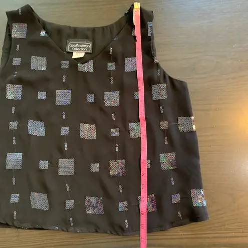 Carol Anderson Collection Sequin Tank Top Small Black USA Party Retro Y2K Party