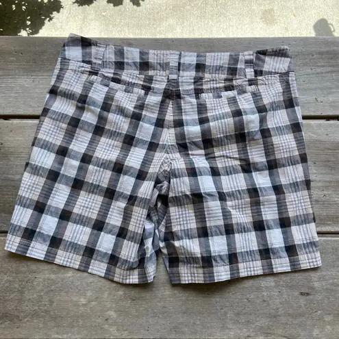 New York & Co NY&CO Womens Shorts Size 16 Manhattan Chino Tan Black White Plaid