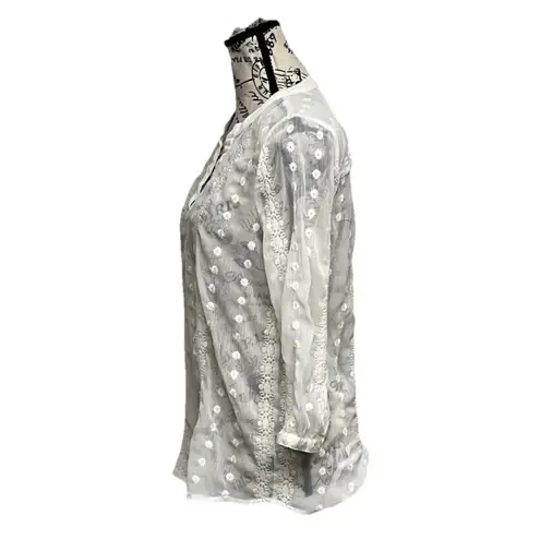 Olive & Oak Sheer White Embroidered Blouse Women’s XS Romantic Boho Chic