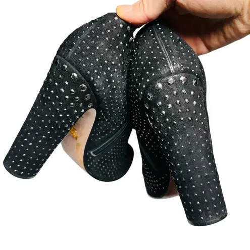 Prada Studded High Heel Ankle Boots in Black Suede Size 40