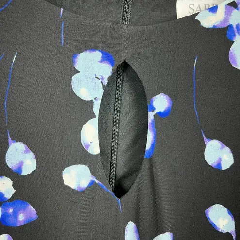 Sabrina Collective Midi Dress 4X Black Purple Floral Sheath Keyhole Long Sleeve