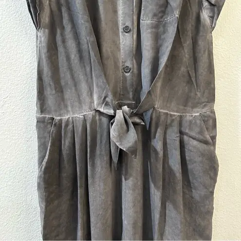 Soft Surroundings  Camilla Jumpsuit Front Tie Button Size M Petite Grey