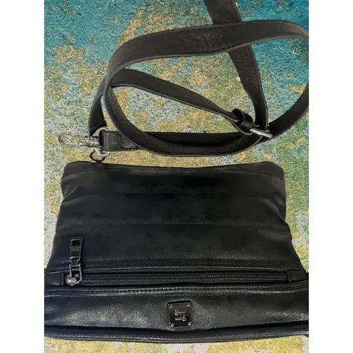 Think Royln Women's Black Leather Shoulder Bag with Detachable Strap