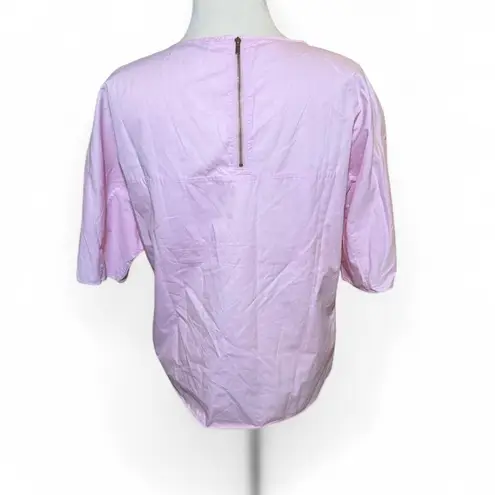 Tibi Pink Cotton Blouse Women’s Size M Elbow Sleeve Boxy Top