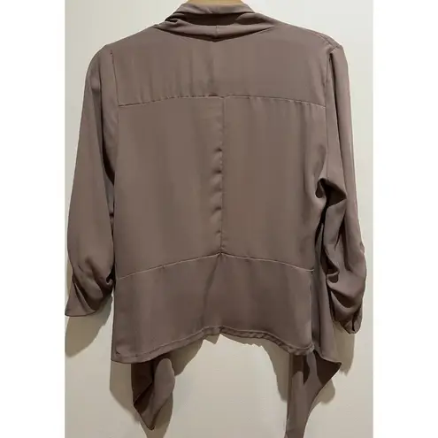 Mae 3/4 Ruched Sleeve Open Cardigan ~ Size Large Brown