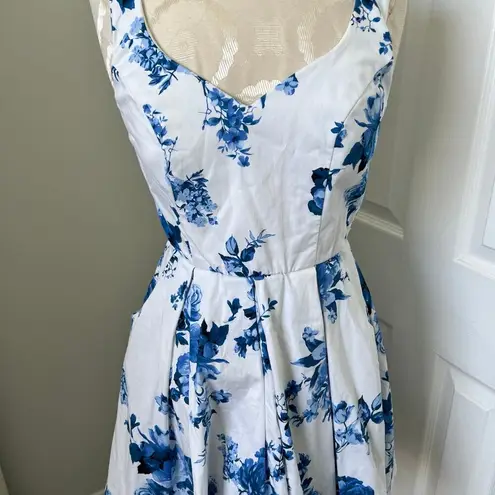 Jun & Ivy Fit & Flare Mini Floral Sleeveless Dress w/ Pockets Small