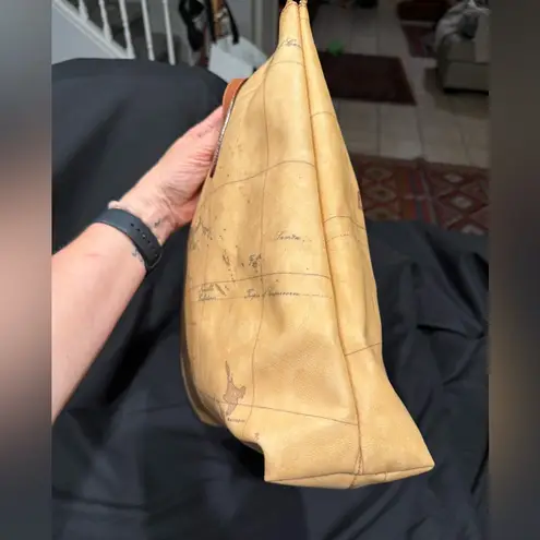 Alviero Martini 1ª Classe Vintage Geo Classic Tote/Shoulder Bag Map Print Tan