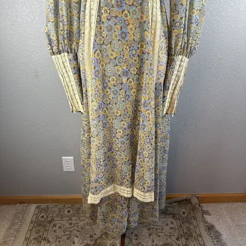 Gunne Sax Black Label Vintage Floral Cottage Prairie Dress Size 9 S Long Sleeve