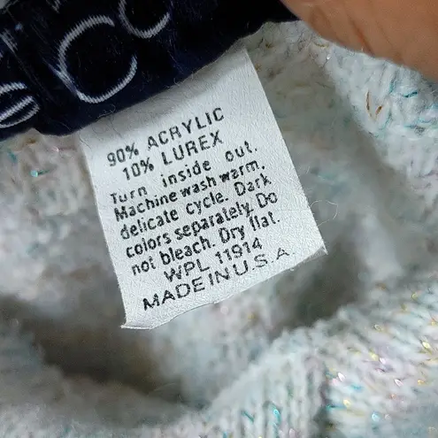 Vintage Kate Collins Iridescent Collar Sweater White Size M