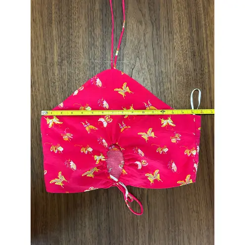 Something New halter neck cropped top in pink butterfly print. Size S. NWOT