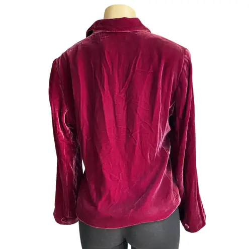 Rafaella Burgundy Velvet Blazer Jacket Vintage Silk Blend 90s Y2K Sz 12